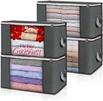 4x 90l Aufbewahrungsboxen Mit Deckel, Faltbar, Staubdicht, Grau
