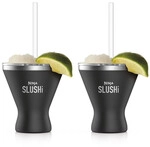Isolierte Cocktailgl&auml;ser Ninja Slushi 2er-set Schwarz Mit Deckeln Und Strohhalmen