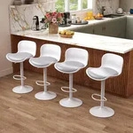 Barhocker 4er Set, H&ouml;henverstellbar, Drehbar, Mit R&uuml;ckenlehne, Pu-leder,...