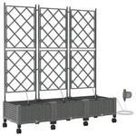 Vidaxl Garden Planter With Irrigation&wheels 3 Pcs Light Grey Pp