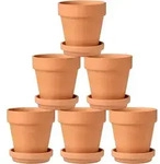 6er Set Terrakotta Pflanzt&ouml;pfe 10x10 Cm Mit Untersetzer - Sukkulenten Tont&ouml;pfe