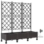 Vidaxl Garden Planter With Irrigation&wheels 3 Pcs Brown Pp