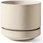 Keramik Blumentopf 30 Cm Mit Untersetzer, Gro&szlig;, Unglasiert, Atmungsaktiv, Sand-beige