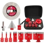 Diamant Fliesenbohrer Set 11tlg. M14 F&uuml;r Winkelschleifer & Bohrmaschine