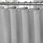Textil Duschvorhang Waffeloptik Mit Metallringen, Hellgrau, 182x198cm