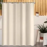 Duschvorhang 160x160 Cm Beige, Textil, Wasserabweisend, Waschbar, Beschwerter Saum,