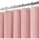 Duschvorhang Leinenoptik 182x214cm Rosa Mit Metallringen