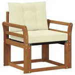Vidaxl Outdoor Sofa Solid Acacia Wood And Textilene Natural And Cream