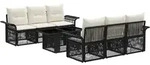 Gartensofa-set 7 Stk. Schwarz Und Cremewei&szlig; Poly-rattan Vidaxl