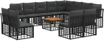 Outdoor-sofagarnitur 13 Stk. Schwarz Und Dunkelgrau Polyester Vidaxl