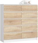 Kommode Akord K120 Wei&szlig; 120 Cm 10 Schubladen Front Sonoma-eiche B120 X H121 X...