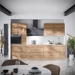 K&uuml;chenzeile Fame-line, Goldkraft Eiche/goldkraft Eiche, 310 Cm, Ap Marmor, Vicco