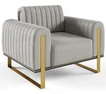 Selsey Parissa - Sessel, Samt Hellgrau Goldene F&uuml;&szlig;e, 106 Cm