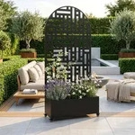 Trennwand Bernalda Mit Blumenkasten Bogenform 190x82x38 Cm Schwarz [casa.pro]