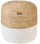 Beliani - Pouf Wei&szlig; Und Beige Zweifarbig Baumwolle Und Jute Rund ⌀ 46 Cm...