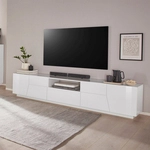 Moderne Tv-bank Wohnzimmer 220x43cm Wand Gl&auml;nzend Wei&szlig; Fergus