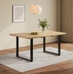 Ausziehbarer Esstisch 140/180/220 X 80 Cm F&uuml;r 6-10 Personen, Mdf Eiche, Metallbeine