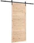 Schiebet&uuml;r 100 X 208 Cm Massives Kiefernholz Natur Vidaxl