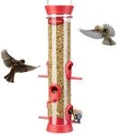 Vogelfutterstation Mit 6 Anflugstangen, 38cm, F&uuml;r Ganzj&auml;hrige F&uuml;tterung, Rot