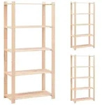 Lagerregale 5 B&ouml;den 3 Stk. 80x38x170cm Massivholz Kiefer 250kg - Vidaxl