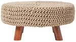 Gestrickter Fu&szlig;hocker, 30 Cm Hoch, Cremewei&szlig; - Homescapes