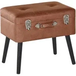 Kofferhocker Braun Kunstleder Kiefernholz 46 X 52 X 36 Cm Modern Retro Modern...