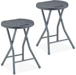 Relaxdays Klapphocker, 2er Set, Rattan-optik, Garten & Balkon, Klappbarer Outdoor