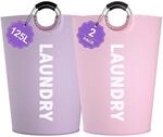 2er Pack Xl W&auml;schek&ouml;rbe 125l Faltbar Mit Griffen, 600d Oxford, Lila + Rosa