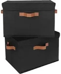 Aufbewahrungsboxen Mit Deckel, 2er Set, Faltbar, Schwarz, 40x26x25,5cm