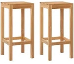 Vidaxl Bar Stool 2 Pcs Natural Solid Teak Wood