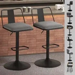 Barhocker 2er-set H&ouml;henverstellbar Mit 360&deg; Drehfunktion, Stoff Grau