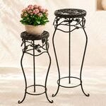 Dandibo Blumenst&auml;nder Metall Schwarz /braun Antik Rund 18215 2er Set 65 Cm / 78 Cm