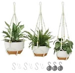 3er-set Makramee Blumenampeln Mit Selbstbew&auml;sserung & Kette, H&auml;ngende Blument&ouml;pfe