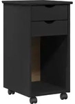 Rollschrank 34 X 39 X 65,5 Cm Massives Kiefernholz Schwarz Vidaxl