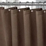 Textil Duschvorhang Waffeloptik Mit Metallringen, Wasserdicht, 152x182cm, Braun