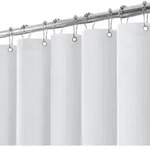 Duschvorhang Leinenoptik Mit Metallringen, Wasserdicht, 182x244cm, Wei&szlig;