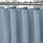 Textil Duschvorhang Waffeloptik 182x214cm Mondlichtblau Mit Metallringen
