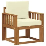 Vidaxl Outdoor Sofa Solid Acacia Wood And Polyester Natural