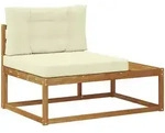 Vidaxl Outdoor End Sofa With Cushion Natural 115 X 83 X 73 Cm