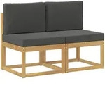 2 St&uuml;ck Outdoor Mittelsofa Massivholz Akazie Wei&szlig; Vidaxl