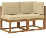 Outdoor Mittel- Und Ecksofa Mit Kissen 2 St&uuml;ck Natur Und Beige Vidaxl
