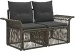 Vidaxl Garden Sofa 2-seater Grey Poly Rattan