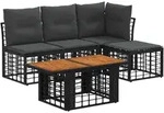 Gartensofa-set 5 Stk. Schwarz Und Dunkelgrau Poly-rattan Vidaxl