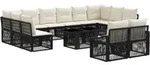 Gartensofa-set 13 Stk. Schwarz Und Cremewei&szlig; Poly-rattan Vidaxl