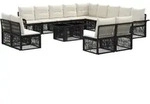 Gartensofa-set 14 Stk. Schwarz Und Cremewei&szlig; Poly-rattan Vidaxl