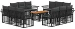 Gartensofa-set 13 Stk. Schwarz Und Dunkelgrau Poly-rattan Vidaxl