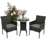 Relaxdays Gartenm&ouml;bel Set, 3-tlg. Rattan Sitzgruppe, 2 Personen, 2x Sessel &