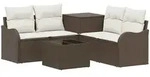 Sofa Set 6 Stk. Braun Und Creme Wei&szlig; Polyrattan Und Stahl Vidaxl
