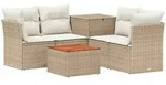 Sofa Set 6 Stk. Beige Und Cremewei&szlig; Polyrattan Und Stahl Vidaxl
