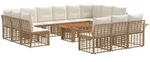 Gartensofa-set 14 Stk. Nat&uuml;rlich Und Cremwei&szlig; Poly-rattan Vidaxl